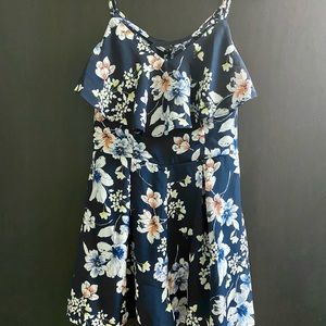 NWOT! Blue Floral Romper by Trixxi - Junior Size M